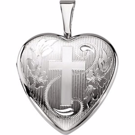 650224:601:P Sterling Silver Heart Locket with Cross