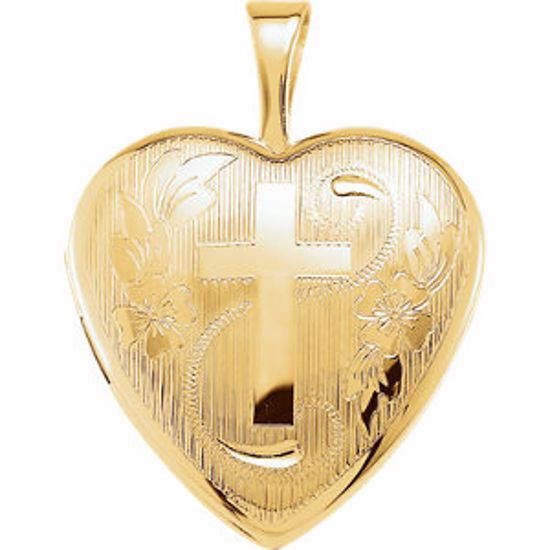 650224:604:P Gold Plated & Sterling Silver Heart Locket with Cross