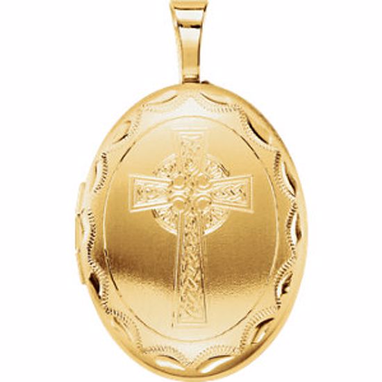 650225:602:P Gold Plated & Sterling Silver Oval Celtic Cross Locket