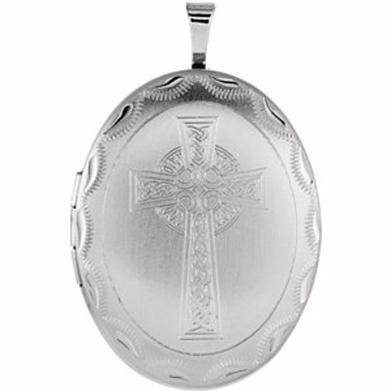 650225:603:P Sterling Silver Oval Celtic Cross Locket