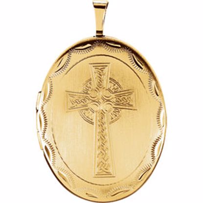 650225:604:P Gold Plated & Sterling Silver Oval Celtic Cross Locket