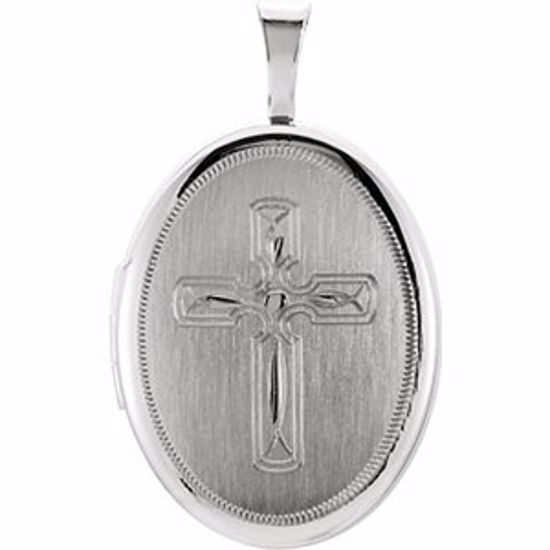 650227:601:P Sterling Silver Oval Cross Locket