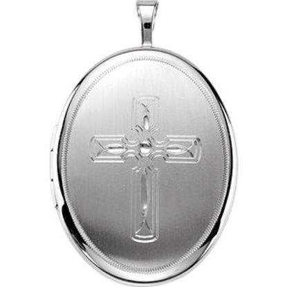 650227:603:P Sterling Silver Oval Cross Locket