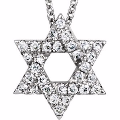 650233:600:P 14kt White Petite Star of David 1/6 CTW Diamond 16" Necklace