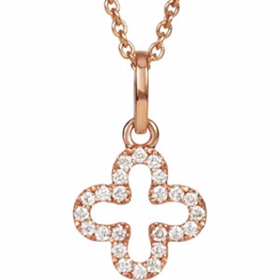 650235:600:P 14kt Rose .07 CTW Petite Diamond Cross 16" Necklace