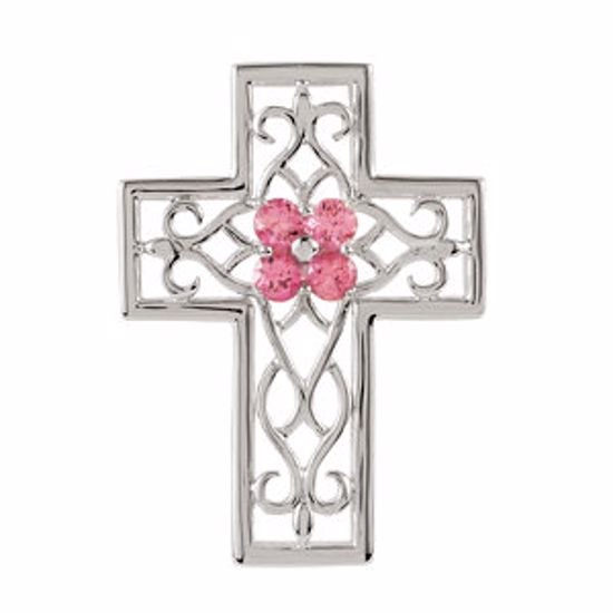 R45375:101:P Pink Tourmaline Cross Pendant