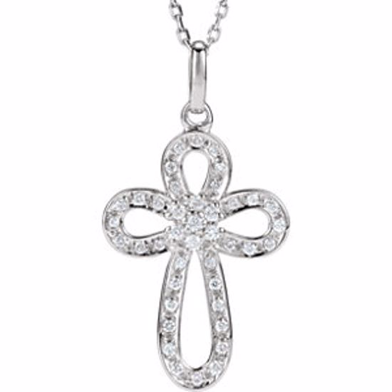 650246:102:P Sterling Silver 1/5 CTW Diamond Cross 18" Necklace