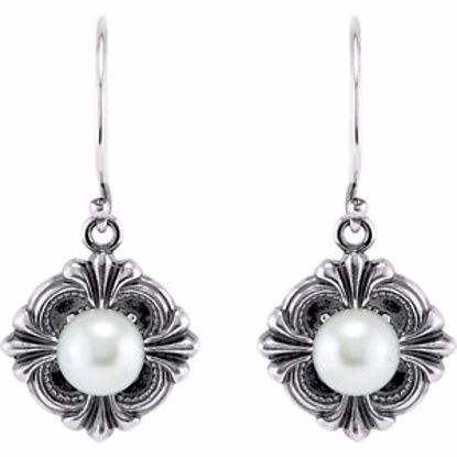 85240:103:P Sterling Silver 29.2x14.3mm Victorian Style Earring Mounting for Pearl 