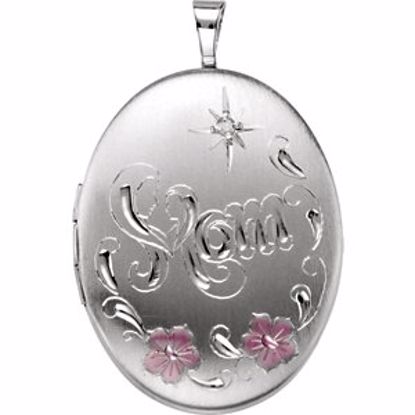 650228:103:P Sterling Silver Diamond Oval Mom Locket