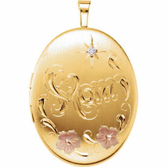 650228:104:P Gold Plated & Sterling Silver Diamond Oval Mom Locket