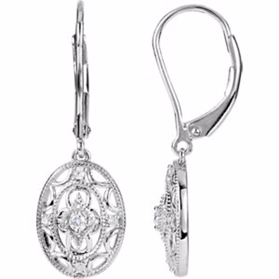 69963:100:P Sterling Silver 1/10 CTW Diamond Lever Back Earrings