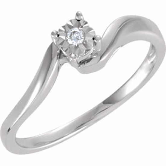 650003:104:P Sterling Silver .03 CT Diamond Illusion Engagement Ring Size 9