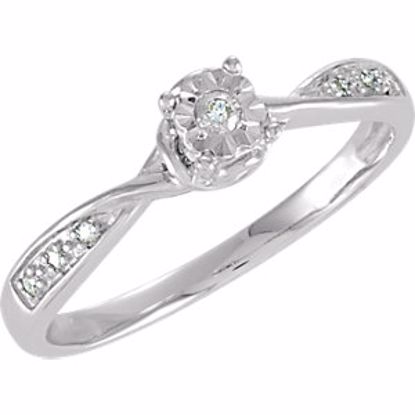 650007:104:P Sterling Silver .07 CTW Diamond Illusion Engagement Ring Size 9