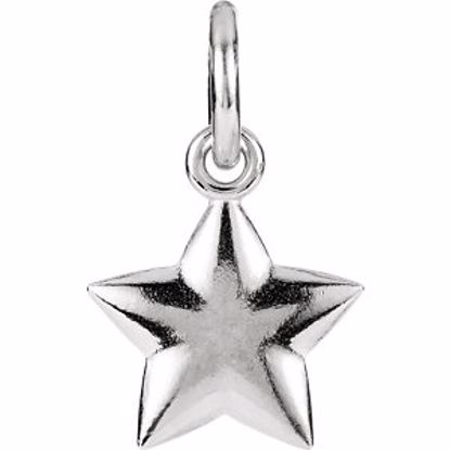 85467:10030:P Sterling Silver 15.75x9.75mm Puffed Star Charm with Jump Ring