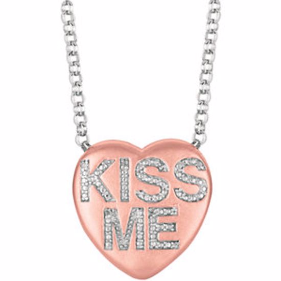 650271:108:P .02 CTW Diamond "Kiss Me" Heart Necklace 