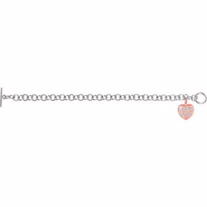 650280:609:P .02 CTW Diamond "Love You" Heart Charm on 7.5" Bracelet