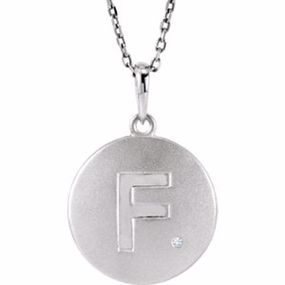 85545:60005:P Sterling Silver .005 CTW Diamond Letter "F" Initial Disc 18" Necklace