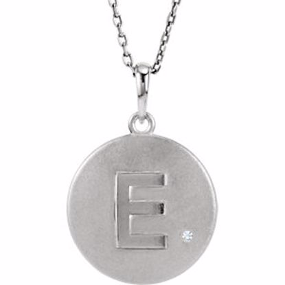 85545:60004:P Sterling Silver .005 CTW Diamond Letter "E" Initial Disc 18" Necklace