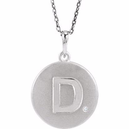 85545:60003:P Sterling Silver .005 CTW Diamond Letter "D" Initial Disc 18" Necklace