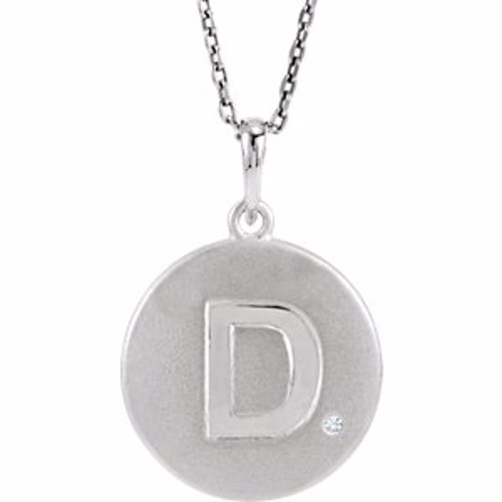 85545:60003:P Sterling Silver .005 CTW Diamond Letter "D" Initial Disc 18" Necklace