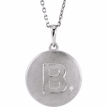 85545:60001:P Sterling Silver .005 CTW Diamond Letter "B" Initial Disc 18" Necklace