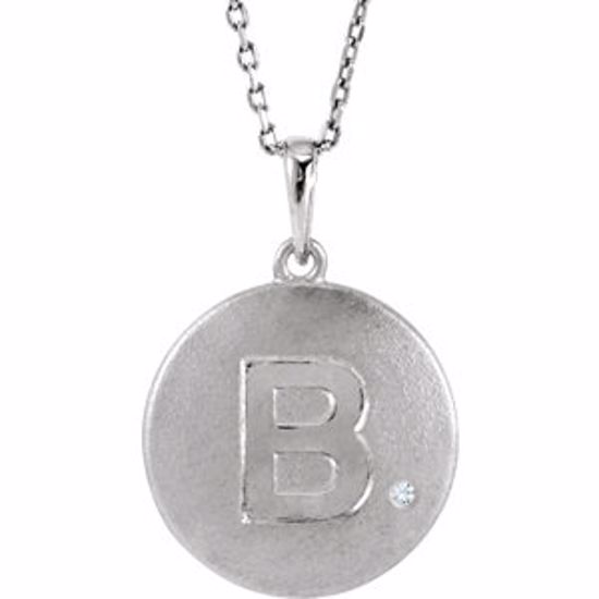 85545:60001:P Sterling Silver .005 CTW Diamond Letter "B" Initial Disc 18" Necklace