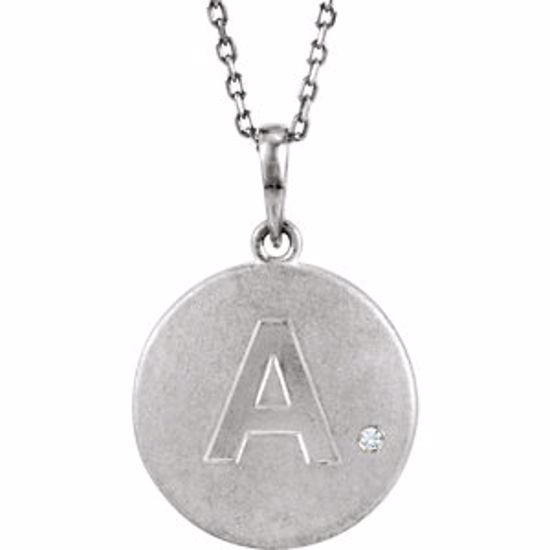 85545:60000:P Sterling Silver .005 CTW Diamond Letter "A" Initial Disc 18" Necklace