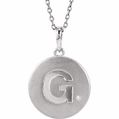 85545:60006:P Sterling Silver .005 CTW Diamond Letter "G" Initial Disc 18" Necklace