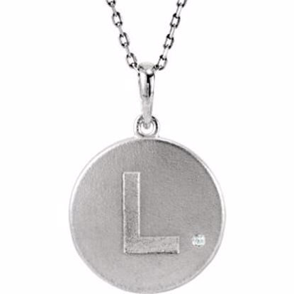 85545:60011:P Sterling Silver .005 CTW Diamond Letter "L" Initial Disc 18" Necklace