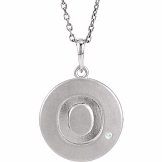 85545:60014:P Sterling Silver .005 CTW Diamond Letter "O" Initial Disc 18" Necklace