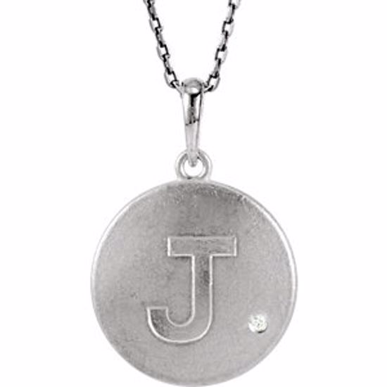 85545:60009:P Sterling Silver .005 CTW Diamond Letter "J" Initial Disc 18" Necklace