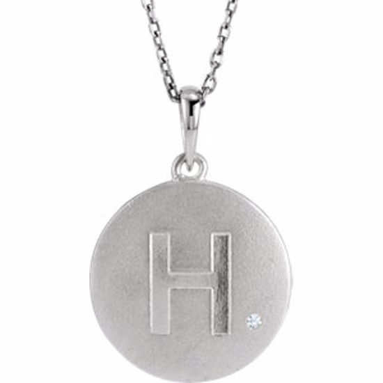 85545:60007:P Sterling Silver .005 CTW Diamond Letter "H" Initial Disc 18" Necklace