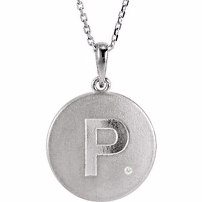 85545:60015:P Sterling Silver .005 CTW Diamond Letter "P" Initial Disc 18" Necklace