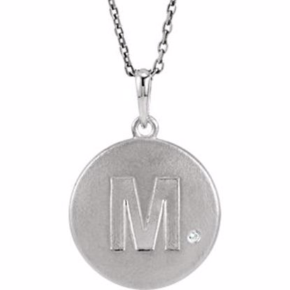 85545:60012:P Sterling Silver .005 CTW Diamond Letter "M" Initial Disc 18" Necklace