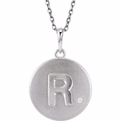 85545:60017:P Sterling Silver .005 CTW Diamond Letter "R" Initial Disc 18" Necklace