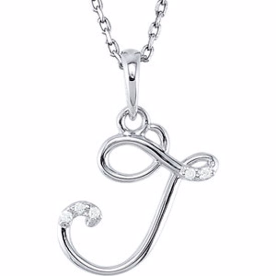 85557:60009:P Sterling Silver .03 CTW Diamond Letter "J" Script Initial 18" Necklace