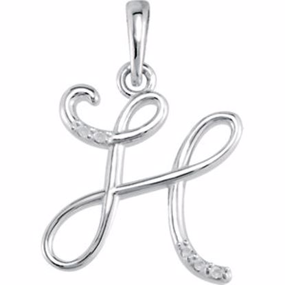 85557:60007:P Sterling Silver .03 CTW Diamond Letter "H" Script Initial 18" Necklace