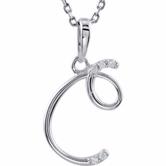 85557:60002:P Sterling Silver .03 CTW Diamond Letter "C" Script Initial 18" Necklace