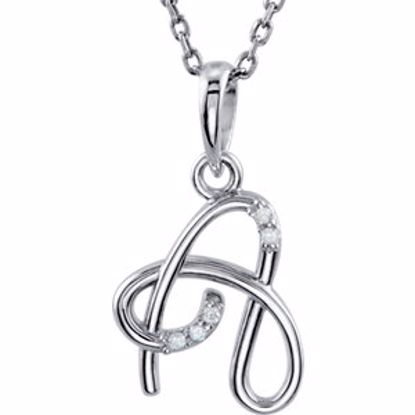 85557:60000:P Sterling Silver .03 CTW Diamond Letter "A" Script Initial 18" Necklace