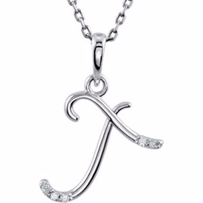 85557:60019:P Sterling Silver .03 CTW Diamond Letter "T" Script Initial 18" Necklace