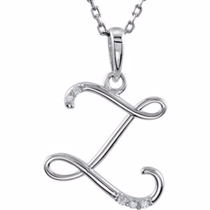 85557:60025:P Sterling Silver .03 CTW Diamond Letter "Z" Script Initial 18" Necklace