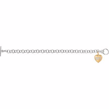 650280:635:P .0065 CTW Diamond "BFF" Heart Charm on 7.5" Bracelet