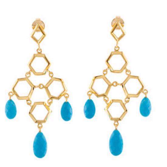 650281:101:P 18kt Vermeil Turquoise Chandelier Earrings