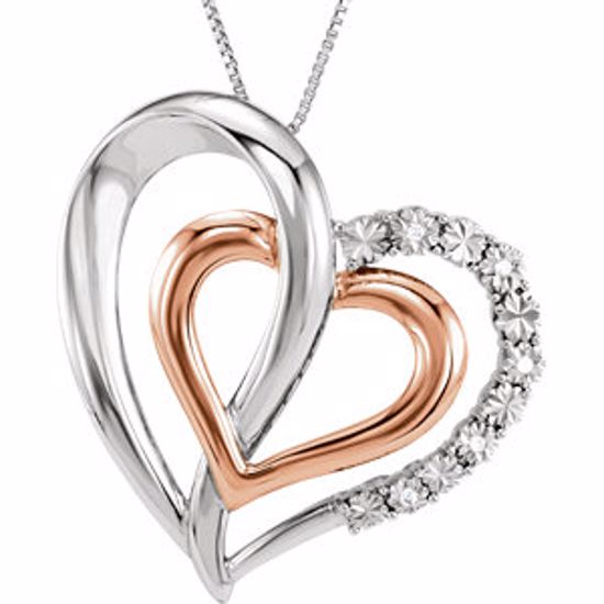 650195:100:P Sterling Silver 14kt Rose Gold Plated .03 CTW Diamond Heart 18" Necklace