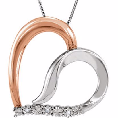 650193:100:P Sterling Silver 14kt Rose Gold Plated .02 CTW Diamond Heart 18" Necklace