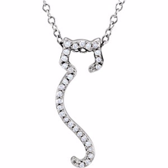 650306:600:P Sterling Silver 1/10 CTW Diamond Cat Silhouette 18" Necklace