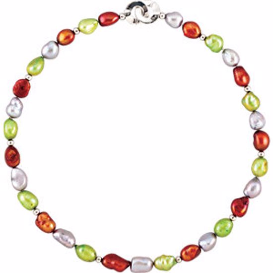 650641:102:P Freshwater Cultured Dyed Multi-Color Pearl 18" Necklace