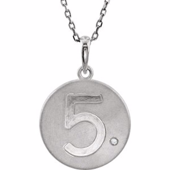 85543:60005:P Sterling Silver .005 CTW Diamond Number "5" 18" Necklace