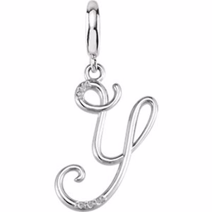 85556:60024:P Sterling Silver.03 CTW Diamond 1mm Script Initial Charm Letter Y