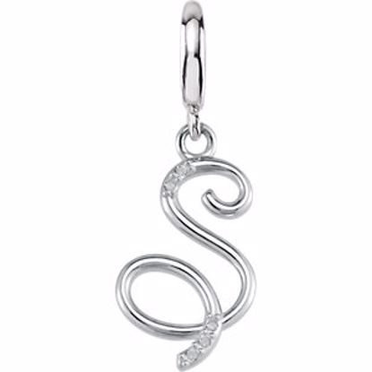 85556:60018:P Sterling Silver.03 CTW Diamond 1mm Script Initial Charm Letter S